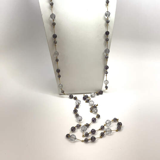 Designer Joan Rivers Gold-Tone White Black Linked Beaded Necklace image number 1