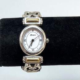 Designer Brighton Champagne Silver-Tone Oval Quartz Analog Wristwatch