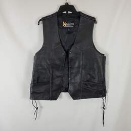 X Element Men Black Leather Vest XL