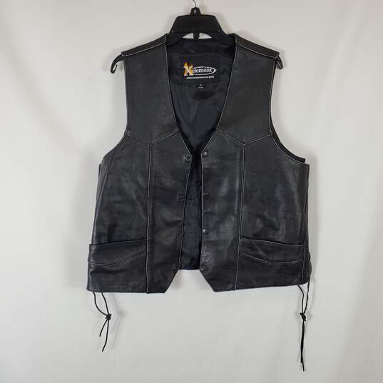 X Element Men Black Leather Vest XL image number 1