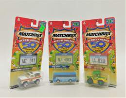Lot of 3 Matchbox Across America 50th Birthday Series IA MT & NJ