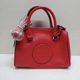 GUESS LOS ANGELES 'THORNTON' ROUGE CROSSGRAIN LEATHER SATCHEL 11x9x7in