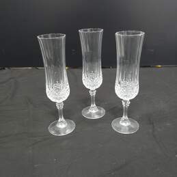 Set of 3 Cut Crystal 8" Champagne Flutes