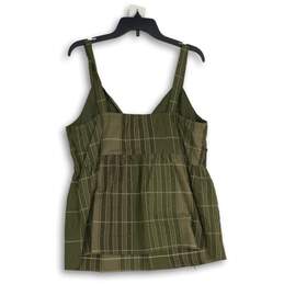apt.9 Womens Green Brown Plaid Smocked Sleeveless Blouse Top Size XL alternative image