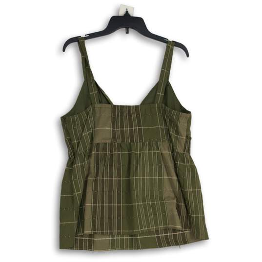 apt.9 Womens Green Brown Plaid Smocked Sleeveless Blouse Top Size XL image number 2