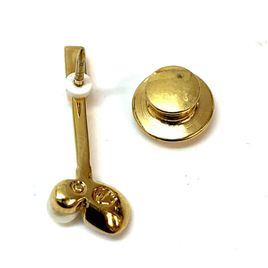 Designer Swarovski Gold-Tone Rhinestone Pearl Fashionable Brooch Pin image number 3