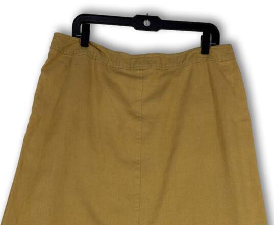 Womens Tan Button Front Pockets Knee Length Regular Fit A-Line Skirt Sz 14 image number 4
