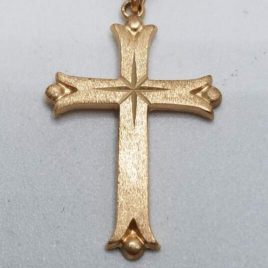 14K Gold Cross Pendant Necklace 3.9g image number 4