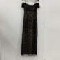 NWT Womens Black Embroidered Mesh Off The Shoulder Back Zip Maxi Dress Sz 6 image number 1