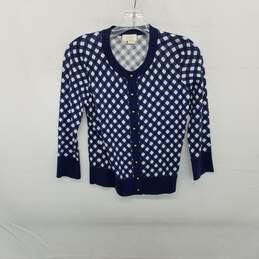 Kate Spade Blue & White Cotton Button Up Knit Top WM Size XXS