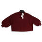 NWT Womens Red Knitted Crew Neck Cropped Pullover Sweater Size Medium image number 1