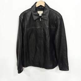 Merona Men's Black Full Zip Leather Jacket Size M