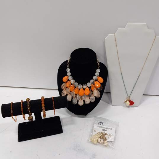 8pc Orange Sherbet Jewelry Bundle image number 1