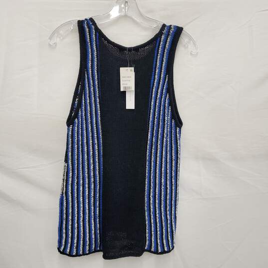 NWT WM's Sanctuary Knitted Blue & Black Vertigo Stripe Sleeveless Tank Sweater Size M image number 1