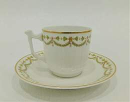 PL Limoges France M. Redon Demitasse Teacups & Saucers Floral Pattern Gold Trim alternative image