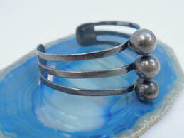 Artisan 925 Modernist Three Orb Balls Accented Split Cuff Bracelet 16g alternative image