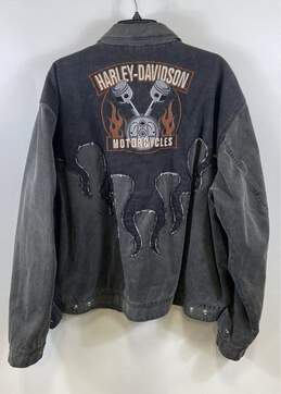 Harley Davidson Men Black Washed Patched Jacket XXL alternative image