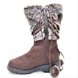 ESKT Brown Faux Suede Shearling Snow Boots Shoes Women's Size 38 alternative image