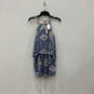 NWT Womens Blue Floral Print Sleeveless Round Neck One-Piece Romper Size S image number 1