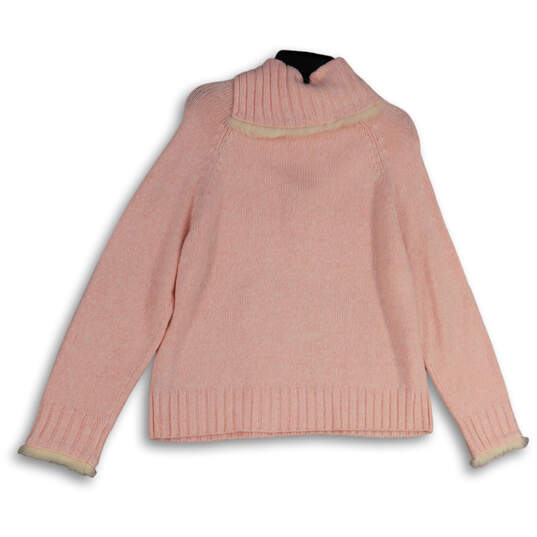 NWT Womens Pink Knitted Collared Long Sleeve Pullover Sweater Size Large image number 2