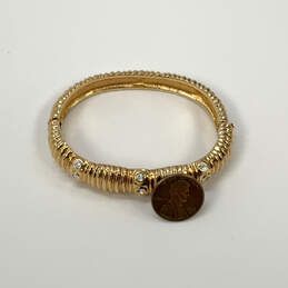 Designer Swarovski Gold-Tone Rhinestone Hinged Bangle Bracelet w/ Dust Bag alternative image