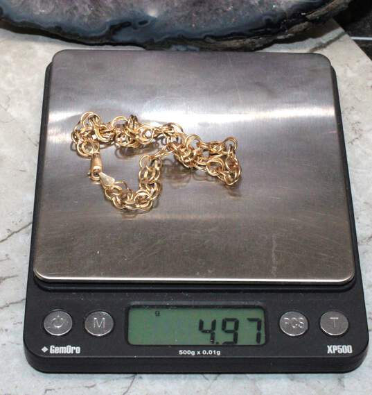 *REPAIRED* 14K Yellow Gold Double Circle Chain Bracelet - 4.88g image number 8