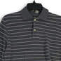 Mens Gray Stripes Collared Long Sleeve Front Button Polo Shirt Size Small image number 3