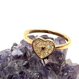 Designer Swarovski Gold-Tone Clear Rhinestone Heart Fashionable Band Ring