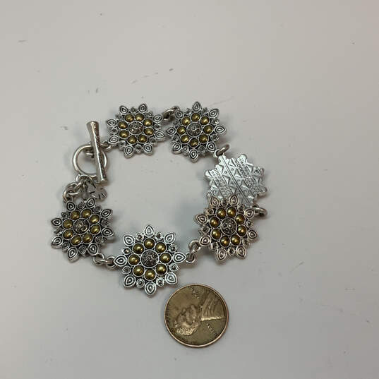 Designer Lucky Brand Silver-Tone Mandala Classic Flower Chain Bracelet image number 2