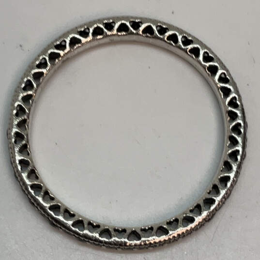 Designer Pandora S925 ALE Sterling Silver Rhinestone Heart Band Ring image number 2