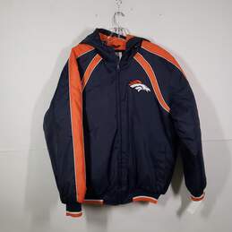 Mens Denver Broncos Long Sleeve Full-Zip Hooded Football Bomber Jacket Size M