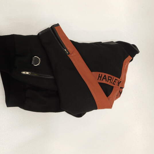 Harley Davidson Vintage Men's Medium Wool Leather Jacket Black Orange image number 9