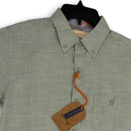NWT Mens Green Collared Pocket Short Sleeve Button-Up Shirt Size Small image number 3