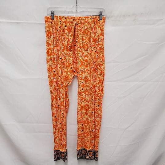 Free People WM's Make My Day Orange Floral Tapestry Pants Size M image number 1