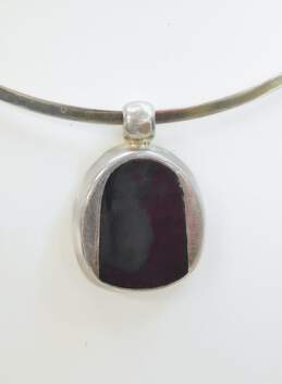 Mexican Artisan 925 Sterling Silver Faux Onyx Pendant Collar Necklace 33.3g alternative image