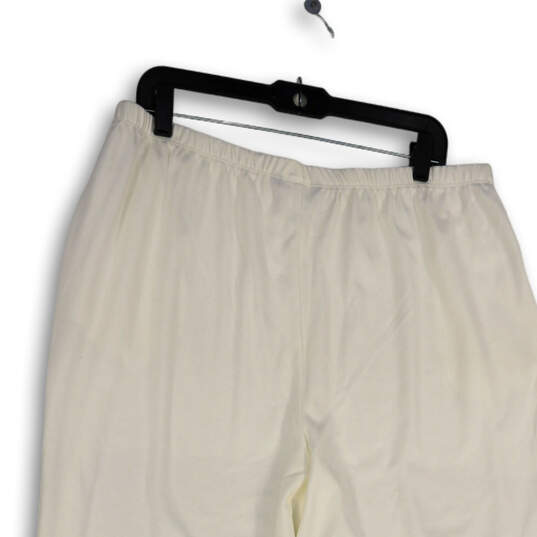 Womens White Elastic Waist Flat Front Straight Leg Ankle Pants Size XL image number 4