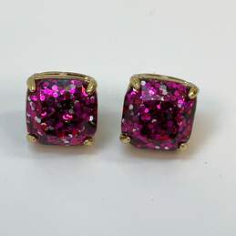 Designer Kate Spade New York Gold-Tone Pink Glitter Square Mini Stud Earrings alternative image