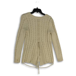 Womens Beige Knitted Long Sleeve Crew Neck Pullover Sweater Size Medium alternative image