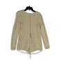Womens Beige Knitted Long Sleeve Crew Neck Pullover Sweater Size Medium image number 2