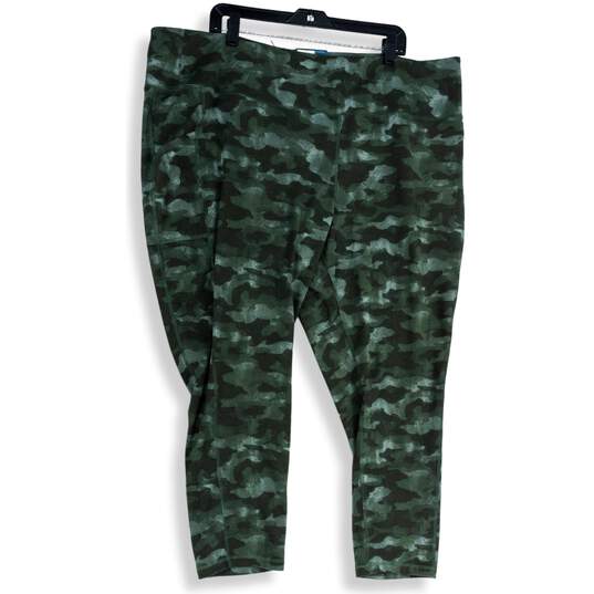 NWT Tek Gear Womens Green Camo High Rise Pull-On 7/8 Compression Leggings Sz 4X image number 1