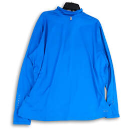 Mens Blue Long Sleeve Mock Neck 3/4 Zip Pullover Activewear Jacket Size 2X alternative image