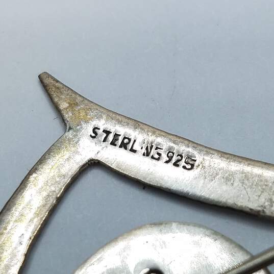 TF-41 Mexico Sterling Modernist Dangle Earrings & Brooch Bundle 2pcs 13.0g image number 6