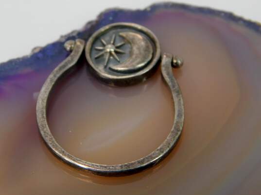 Ethereal 925 Sun Pendant Necklace Labradorite Drop Earrings & Stars Moon & Sun Spinner & Scrolled Band Rings 18.4g image number 4