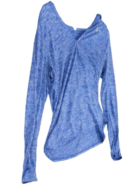 Under Armour Women's Blue Heather Long Sleeve Hooded Activewear T Shirt Size Medium image number 2