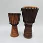 Unbranded Pair of Wooden Rope-Tuned Djembe Drums (Set of 2) image number 1