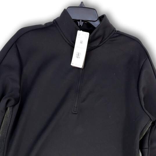 NWT Mens Black Long Sleeve 1/4 Zip Pullover Activewear T-Shirt Size Medium image number 3