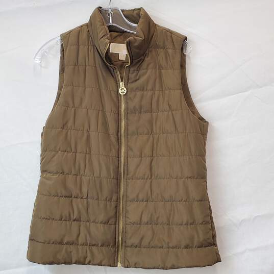Michael Kors Tan Gold Zip Puffer Vest Size Small image number 1