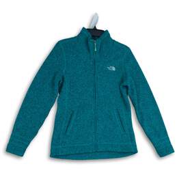 The North Face Womens Better Sweater Blue Fleece Mock Neck Full Zip Jacket Sz M