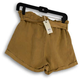 NWT Womens Brown Flat Front Straight Leg Waist Belt Paperbag Shorts Sz XS alternative image
