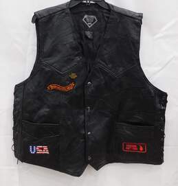 Diamond Plate Buffalo Leather Men's Biker Vest Size 2XL